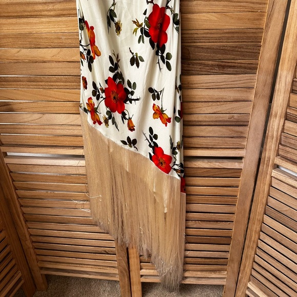 NEW NWT MIRAE Belle Rose Floral Fringe Dress in Ecru color Size 40 M - Picture 7 of 11